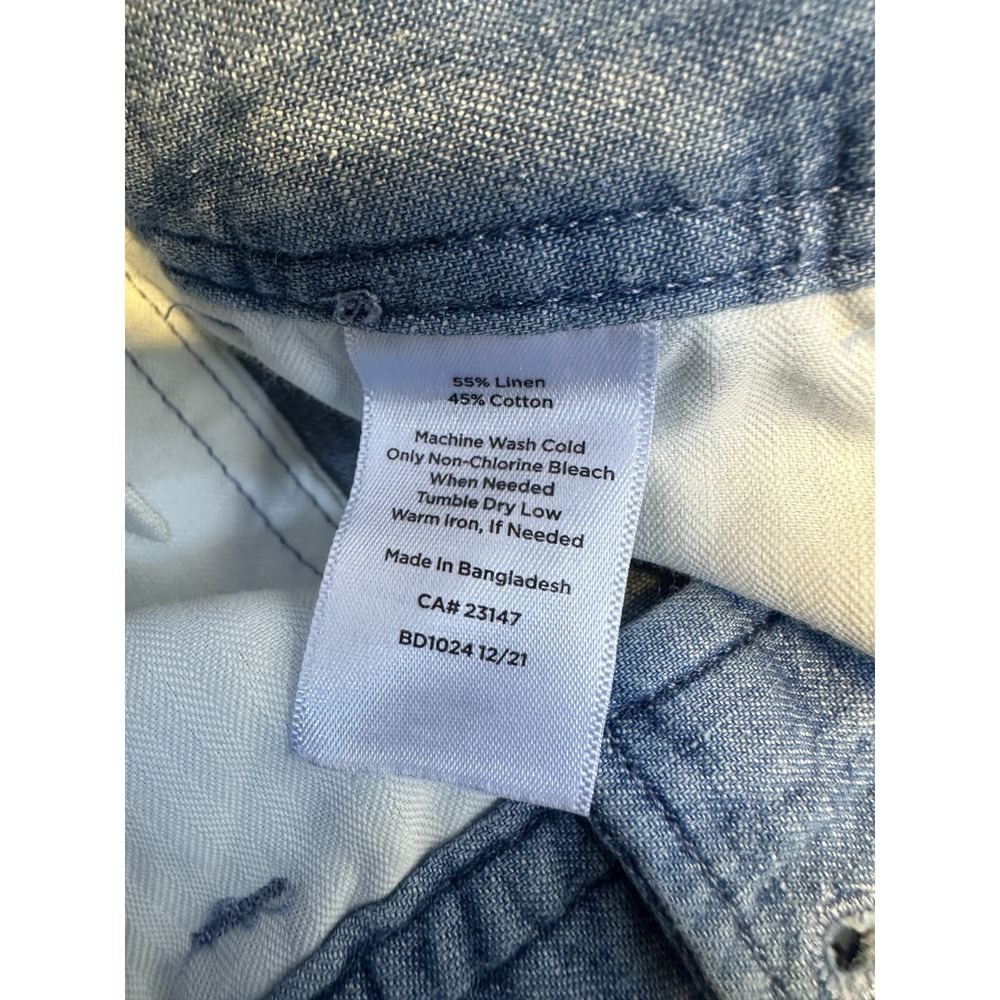 Talbots Linen Blend Chambray Tie-Waist Wide-Leg Cropped Pants Blue 2P 2 Petite - Picture 6 of 11
